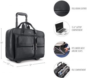 Solo New York Franklin Rolling Leather Laptop Bag